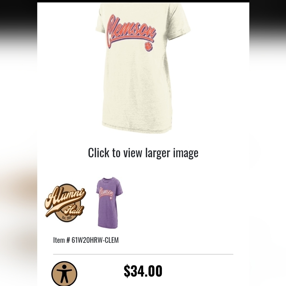 Pressbox White Clemson Graphic BF Tee size S/P - Picture 5 of 13